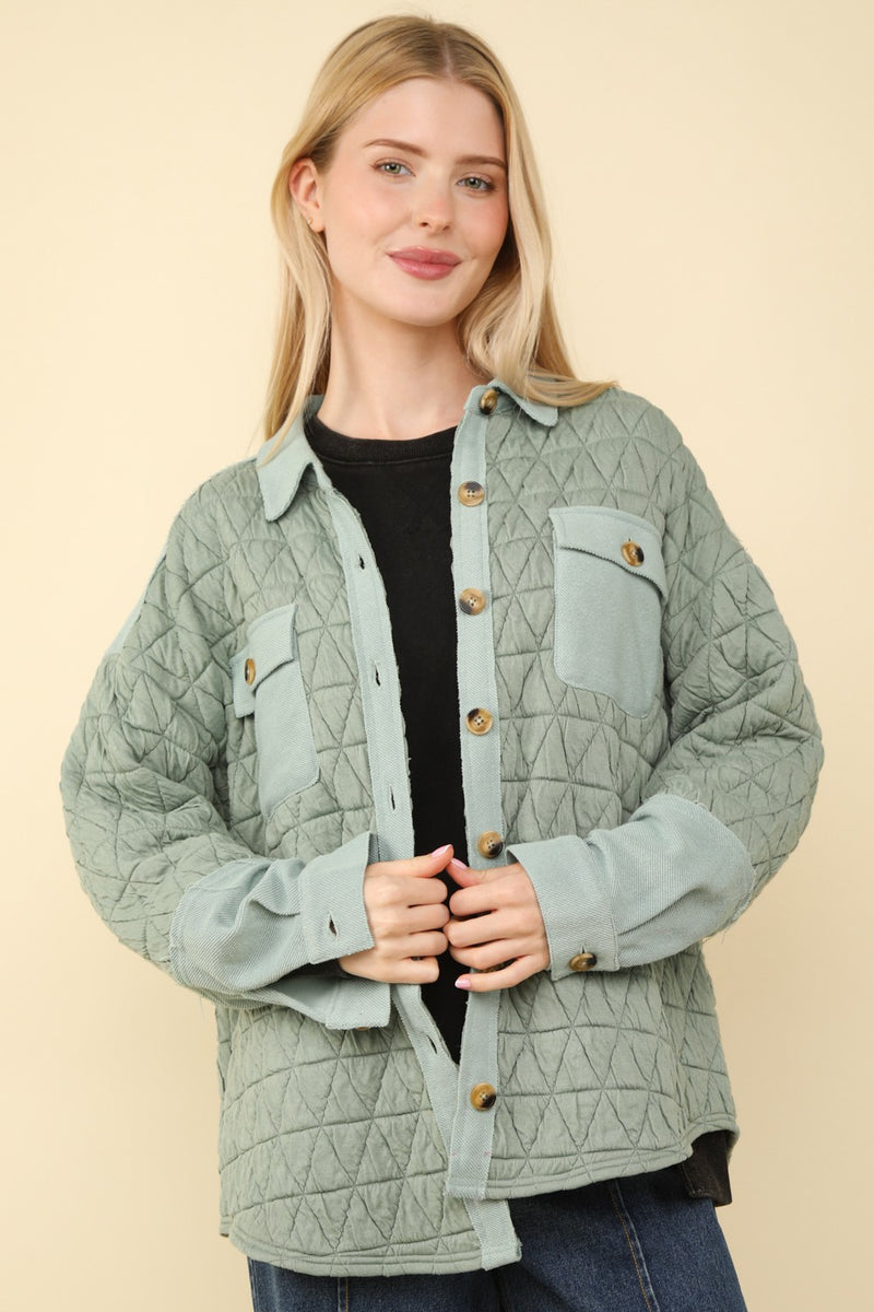 sage moments quilted shacket