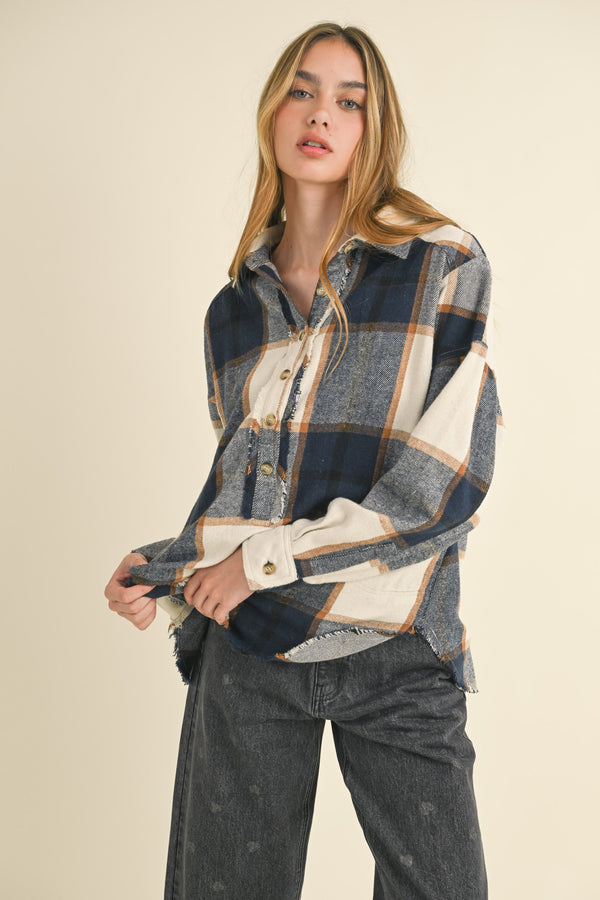 navy plaid pullover