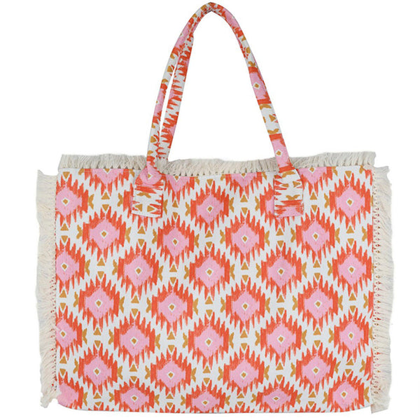 patterned boho fringe bag