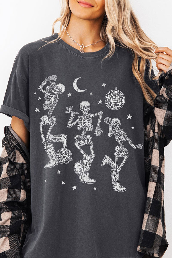 dancing skeletons graphic tee