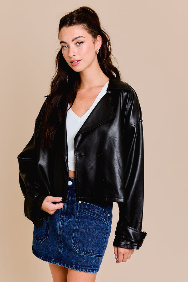 route 44 cropped leather jacket