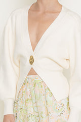 chic gold button cardigan - cream