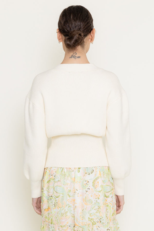 chic gold button cardigan - cream
