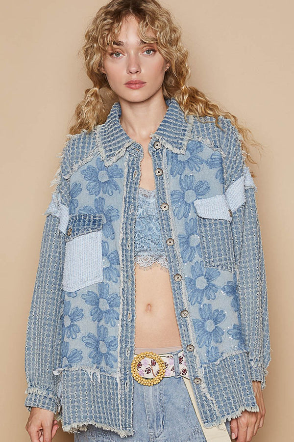 daisy denim contrast jacket