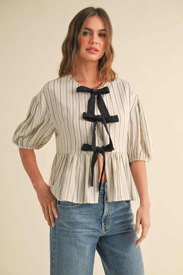 all dressed up front tie blouse