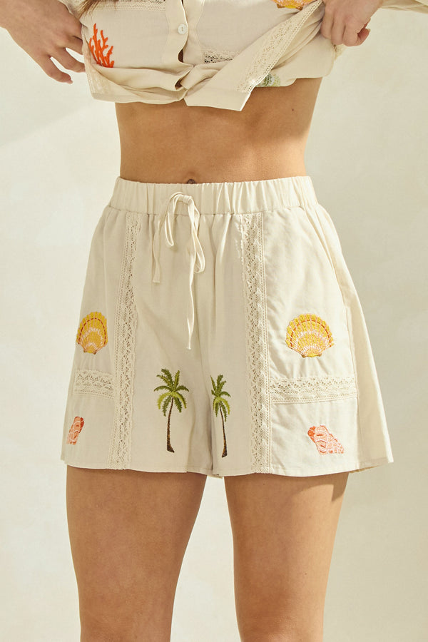 tropicana embroidered shorts