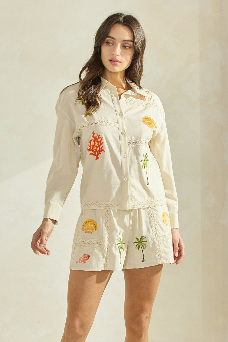 tropicana embroidered shorts
