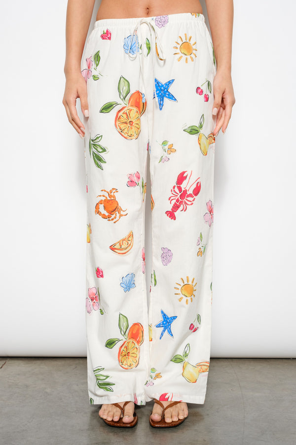 it's summertime printed drawstring pants