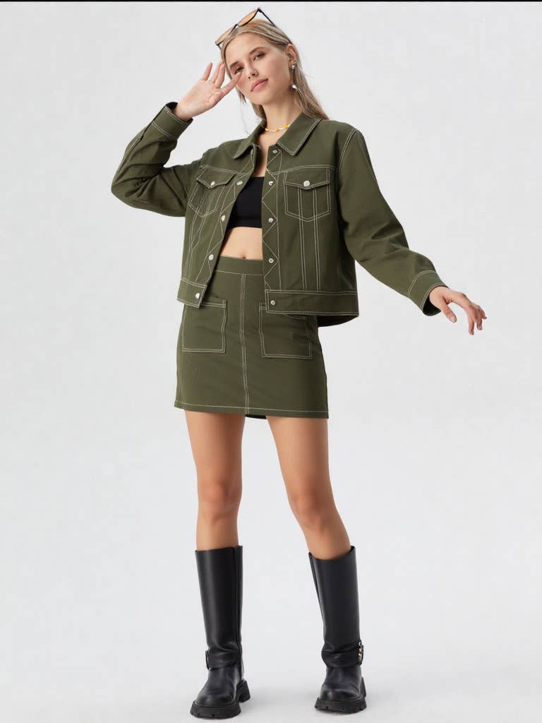 olive contrast jacket