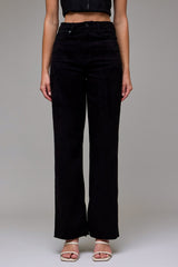 Hidden Ella Black Suede High Rise Straight Jean