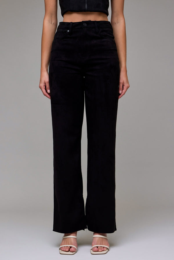 Hidden Ella Black Suede High Rise Straight Jean
