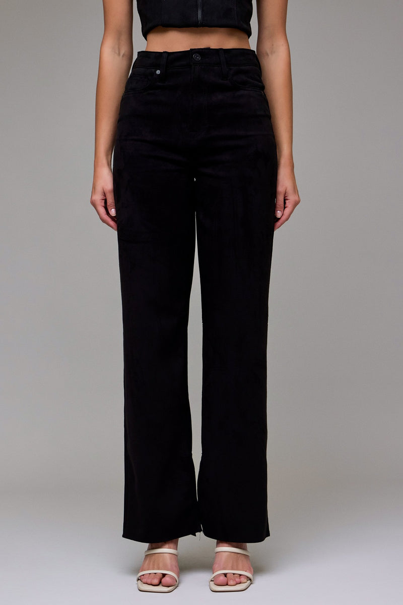 Hidden Ella Black Suede High Rise Straight Jean