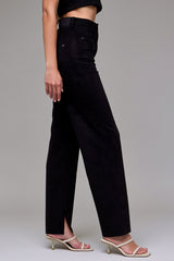Hidden Ella Black Suede High Rise Straight Jean