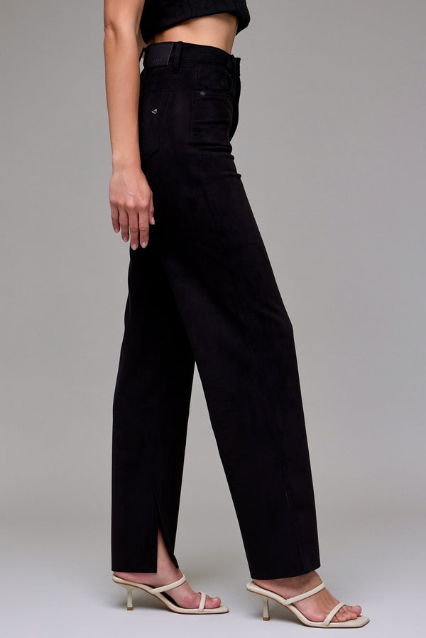 Hidden Ella Black Suede High Rise Straight Jean