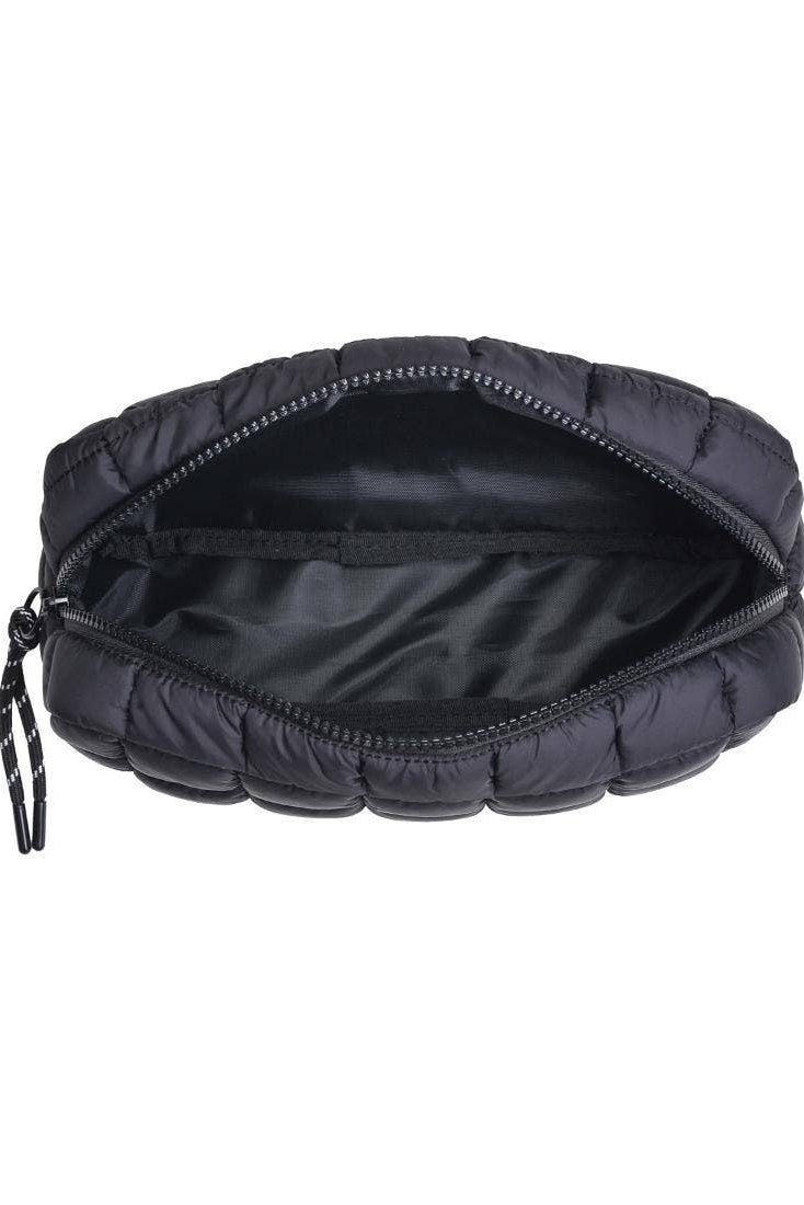 cloud nine quilted puffer cosmetic pouch- black