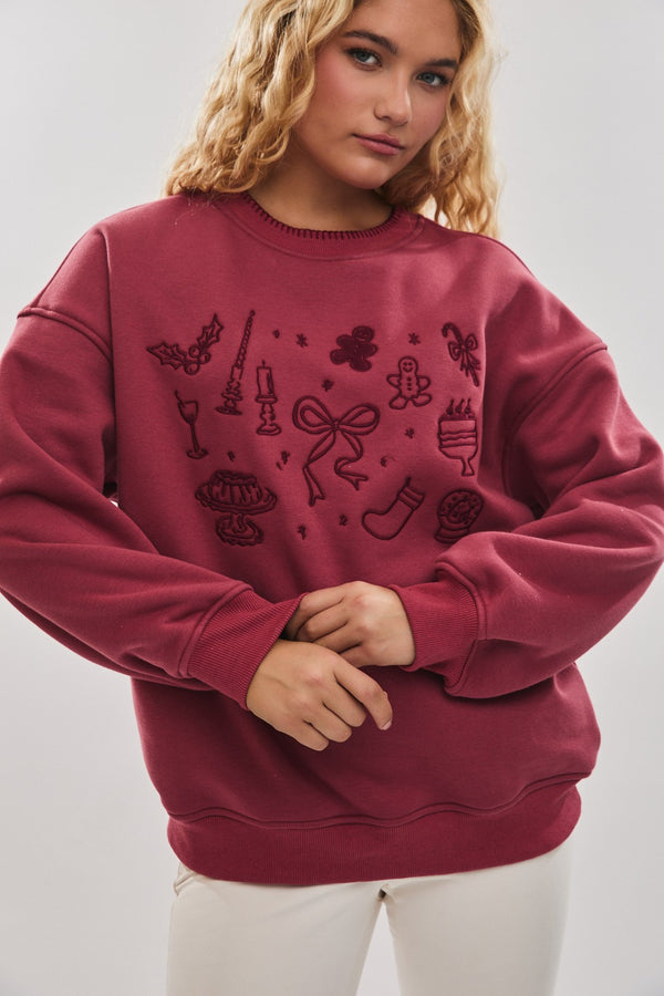 chrismas hits embroidered sweatshirt