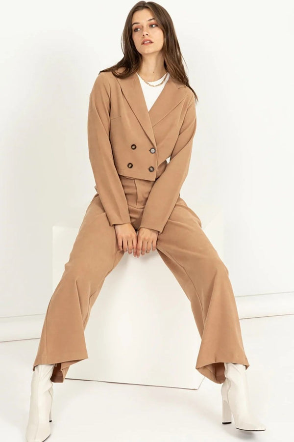 down to business blazer set - tan