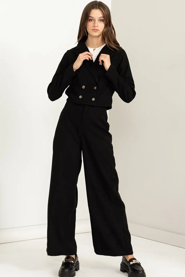 down to business blazer set - black