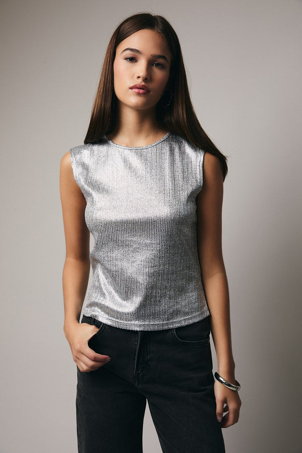 sterling silver glitter knit top