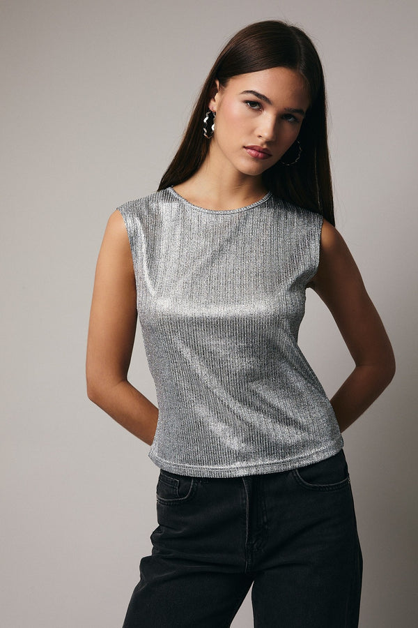 sterling silver glitter knit top