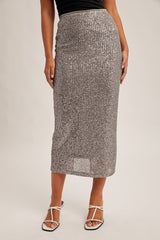 metallic magic sequin midi skirt