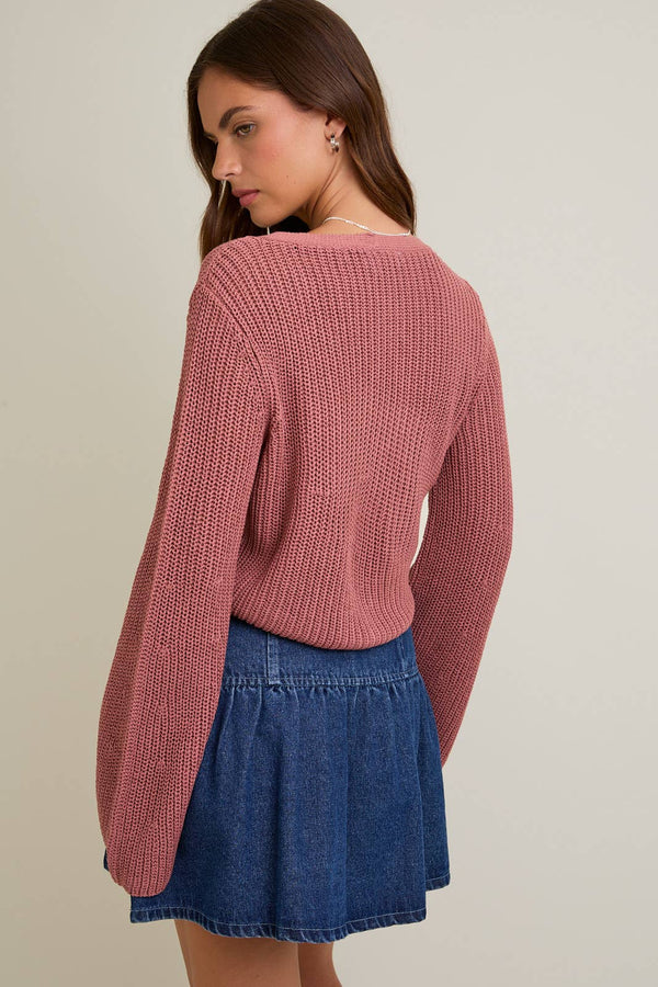 autumn rose bell sleeve cardigan