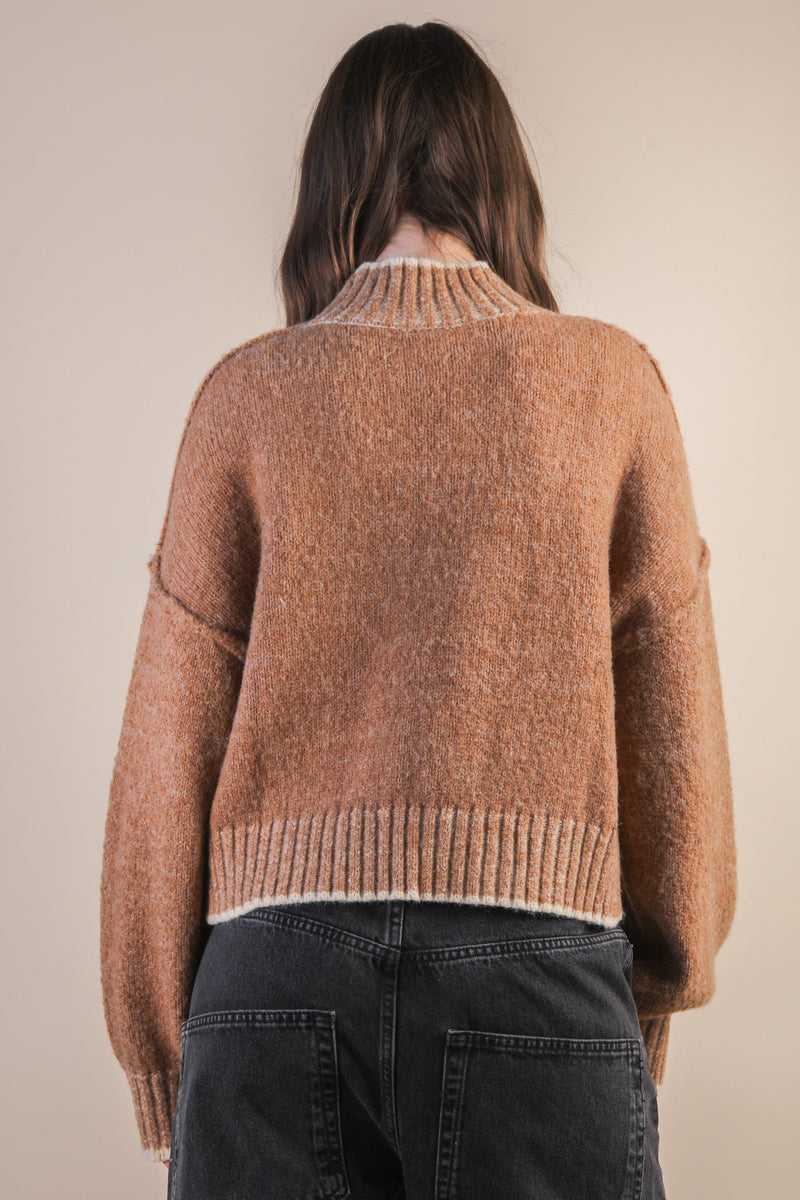too cool for school knit sweater- mocha