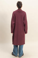 bookworm open front cardigan - dark cherry