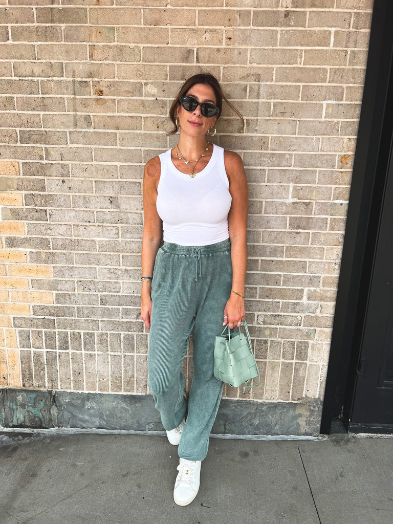 sunday funday sweatpants - grey green