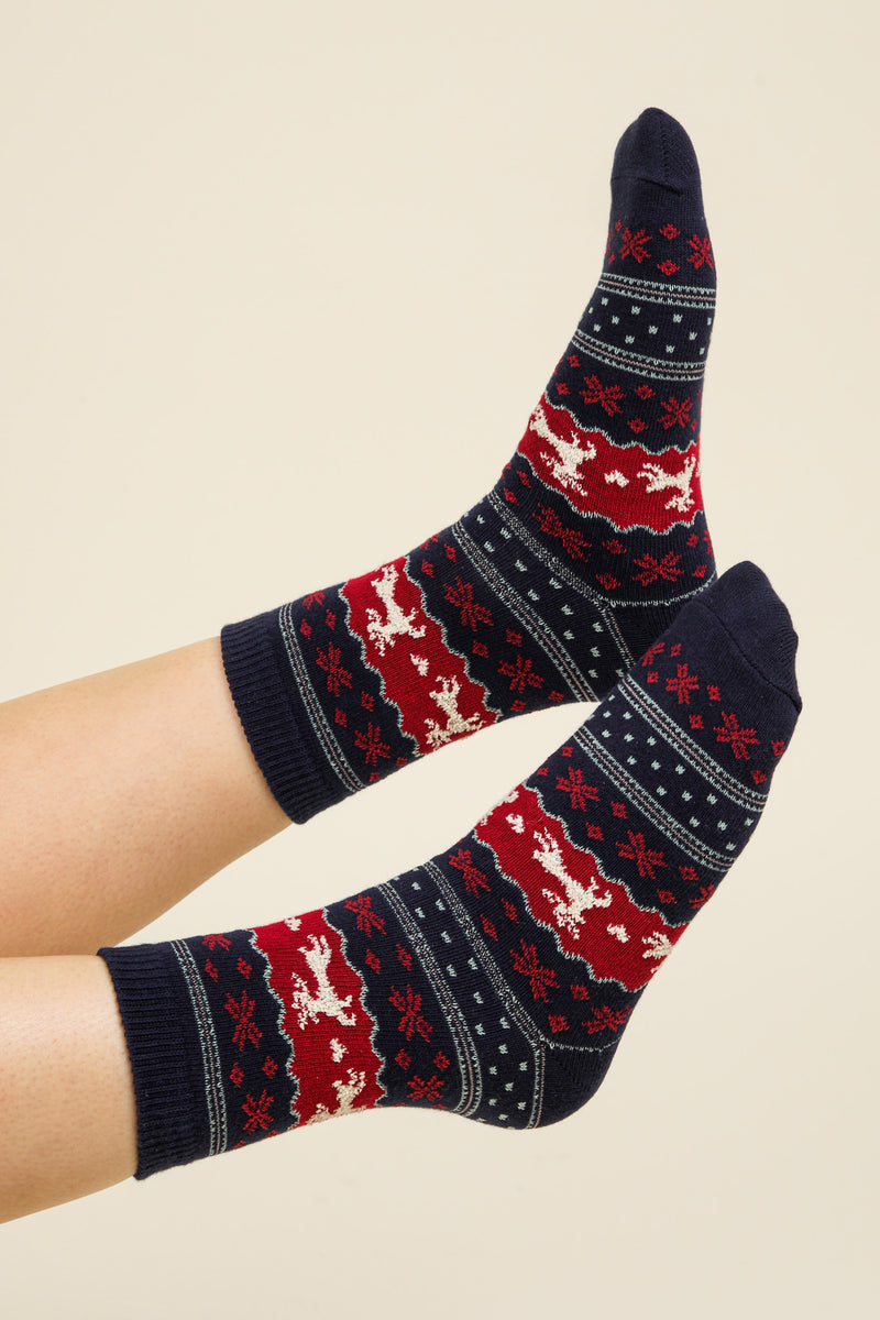 holiday scene patterned socks - navy