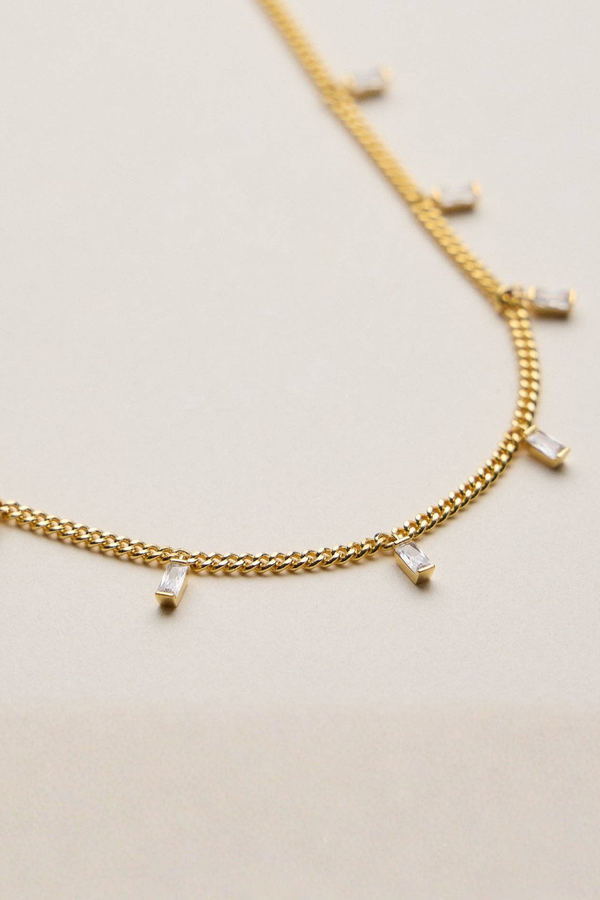 Baguette Crystal Charm Necklace