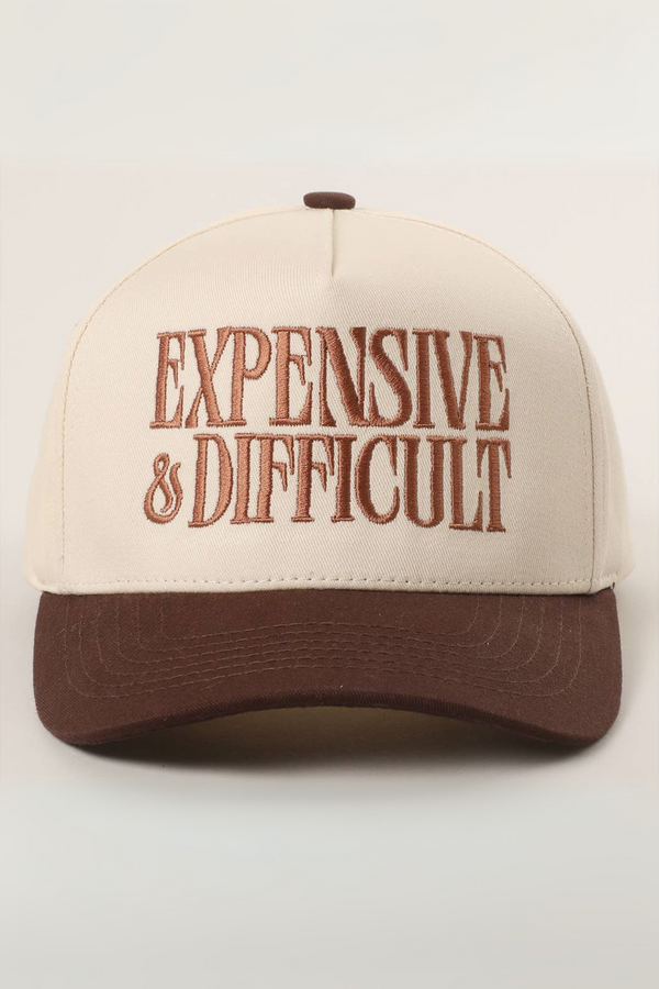 expensive & difficult trucker hat - brown