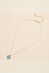 single clover charm necklace - blue