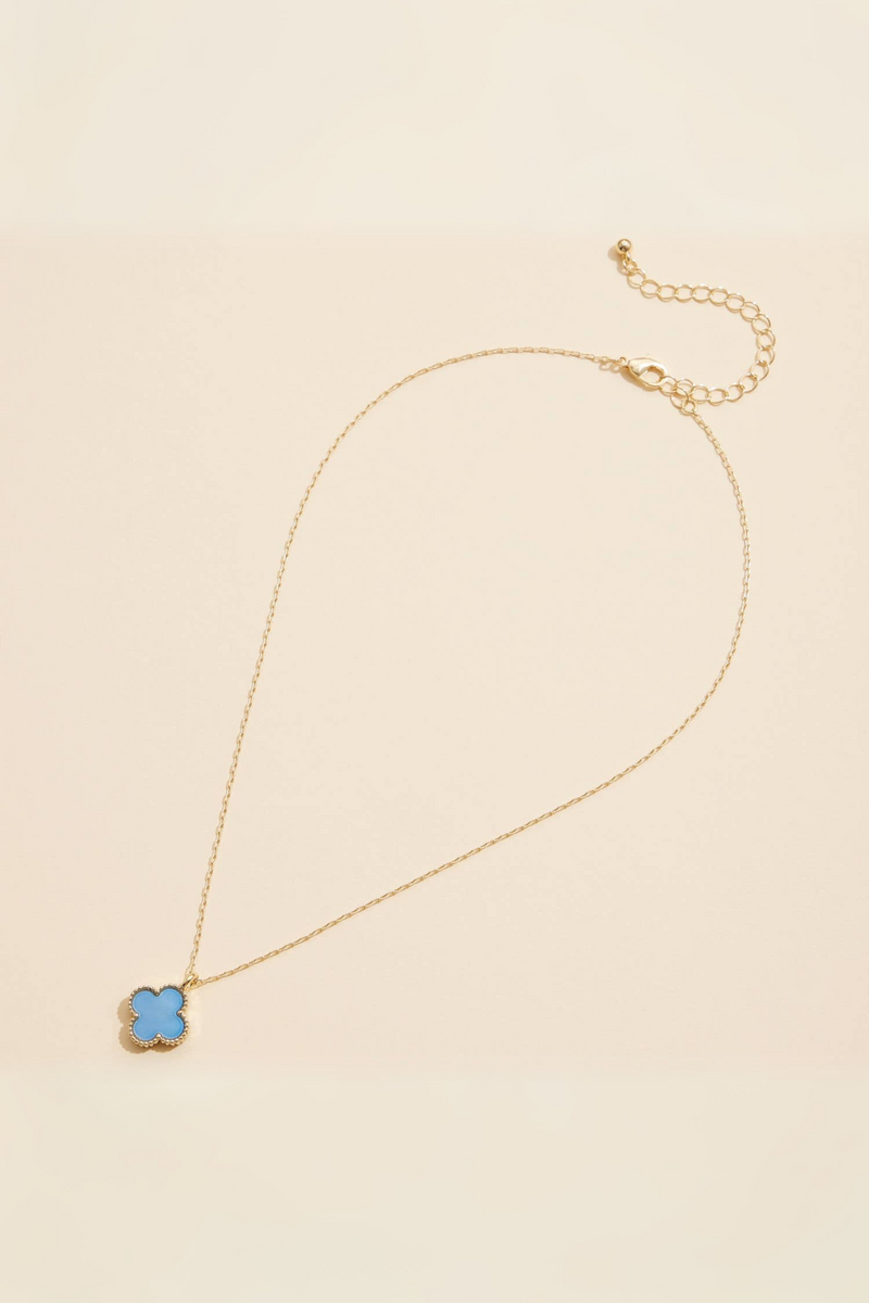 single clover charm necklace - blue