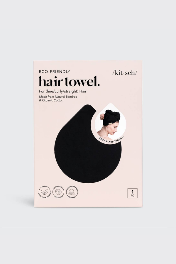 Kitsch Quick Dry Hair Towel - Eco Black
