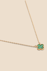 single clover charm necklace - malachite green