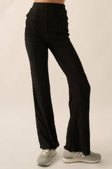 wavy ribbed knit flare pants
