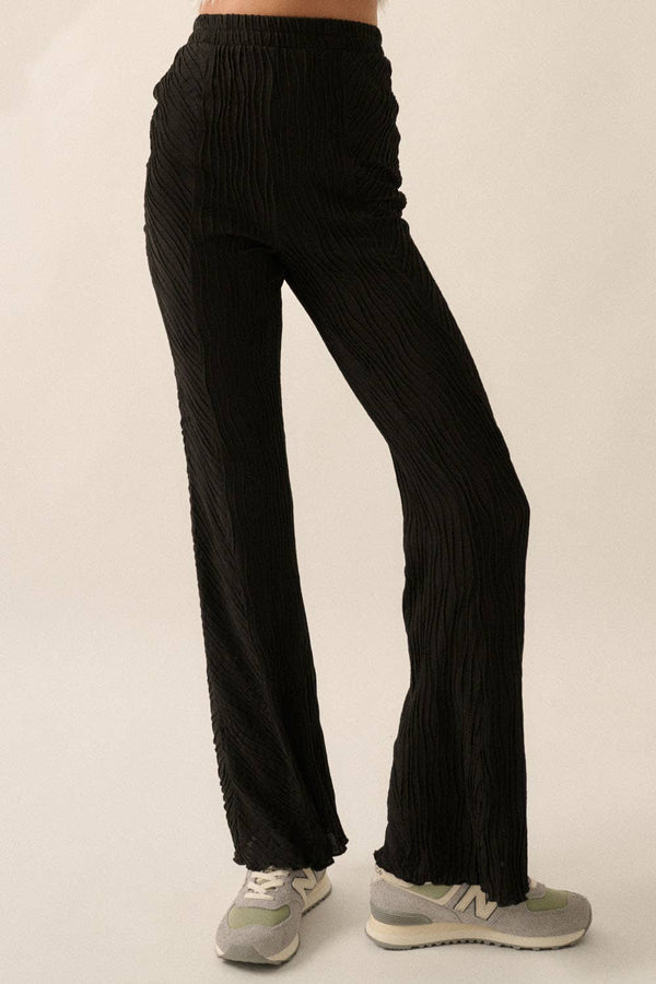 wavy ribbed knit flare pants