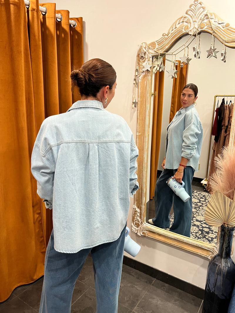 risky business oversized denim shirt