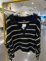 striped collared sweater