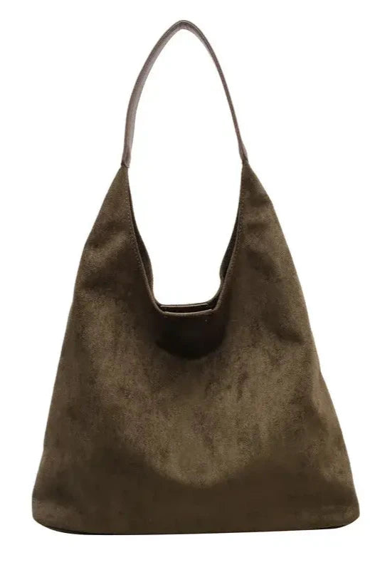Vegan Suede Sling Bag- Army Green