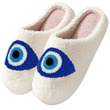 evil eye terry cloth fuzzy sherpa slippers