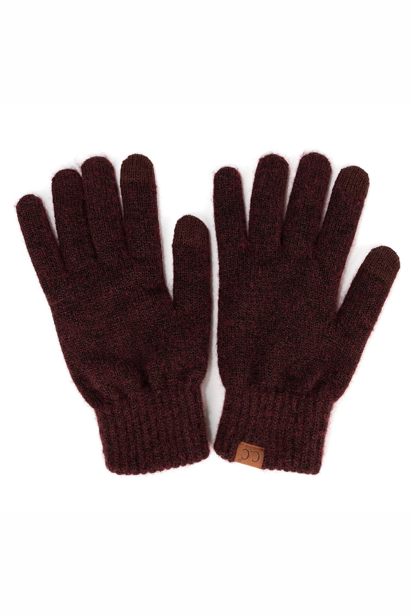 warm and cozy heather gloves- burgundy