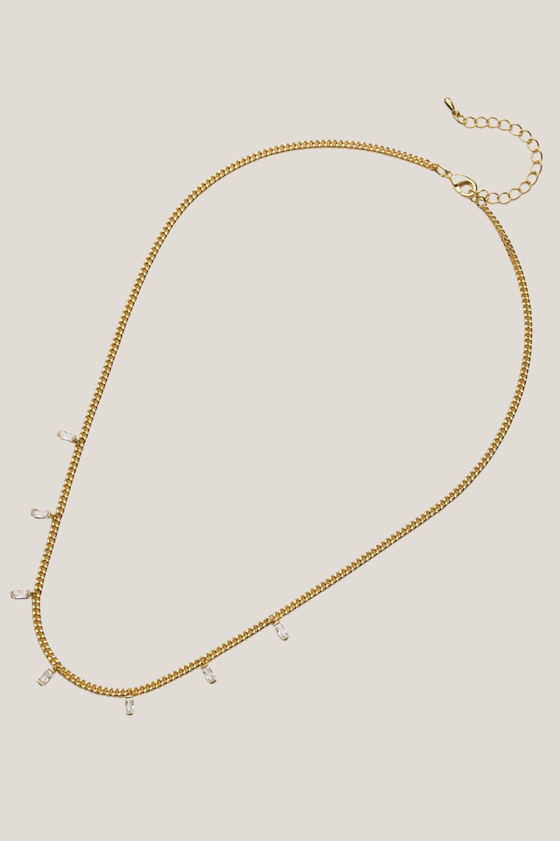 Baguette Crystal Charm Necklace
