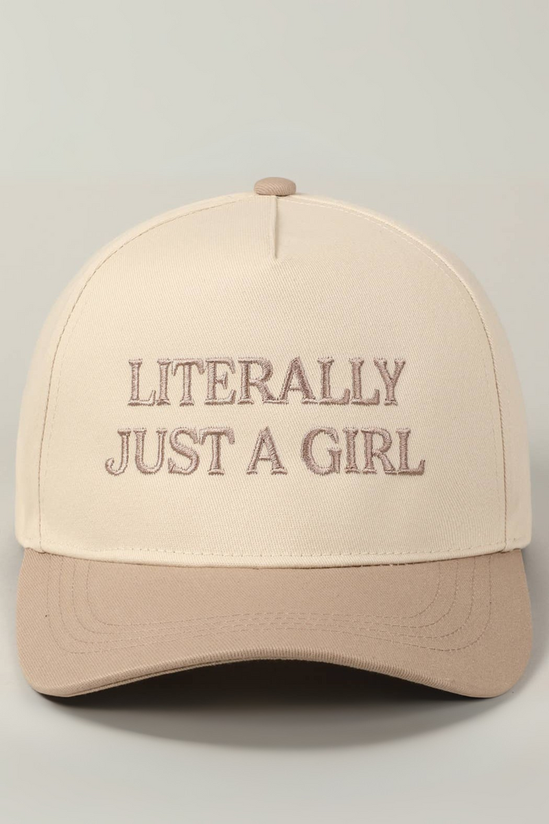 literally just a girl trucker hat - beige