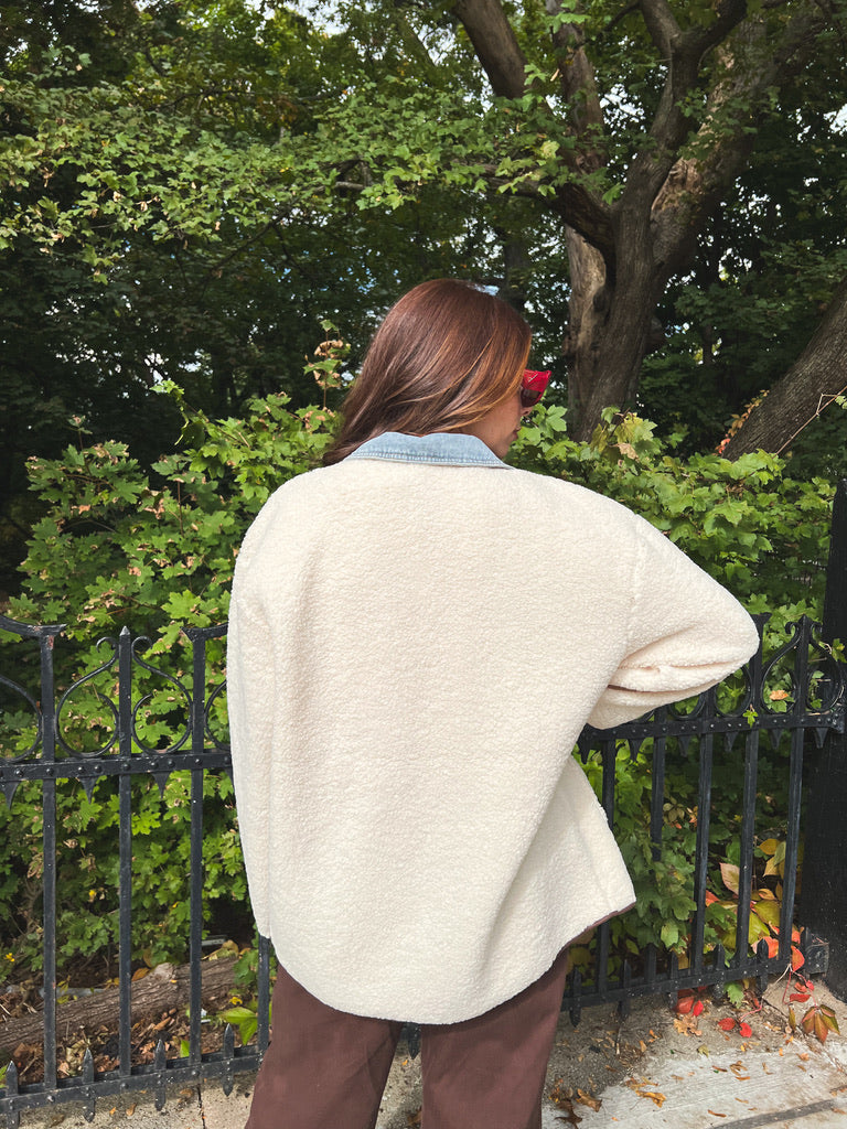 fleece contrast shacket