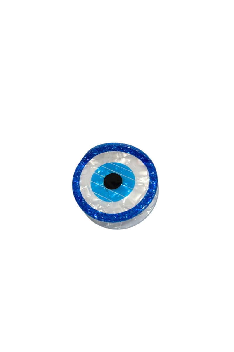 small evil eye hair clip- blue