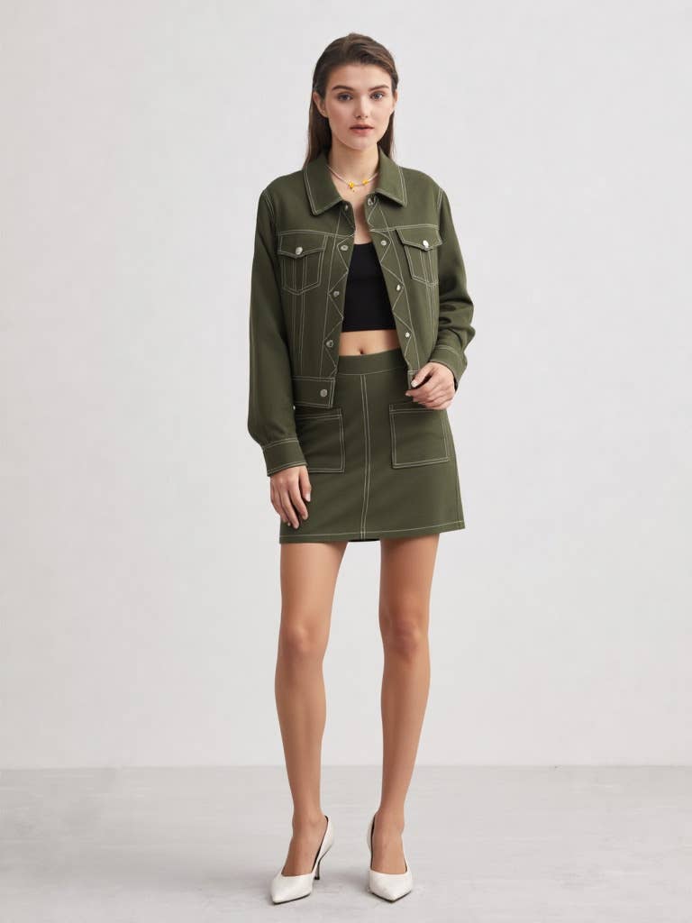 olive contrast jacket