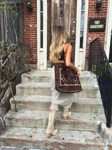 fall things woven tote - brown