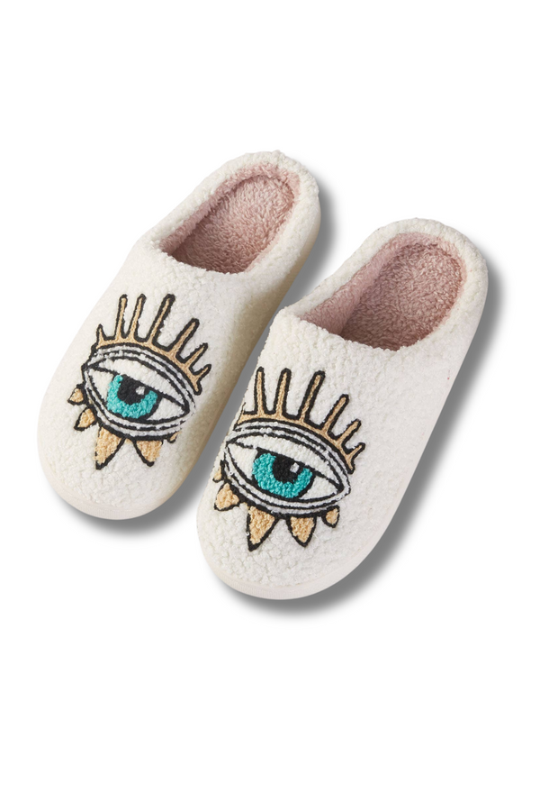 Mystic Evil Eye Embroidered Slippers